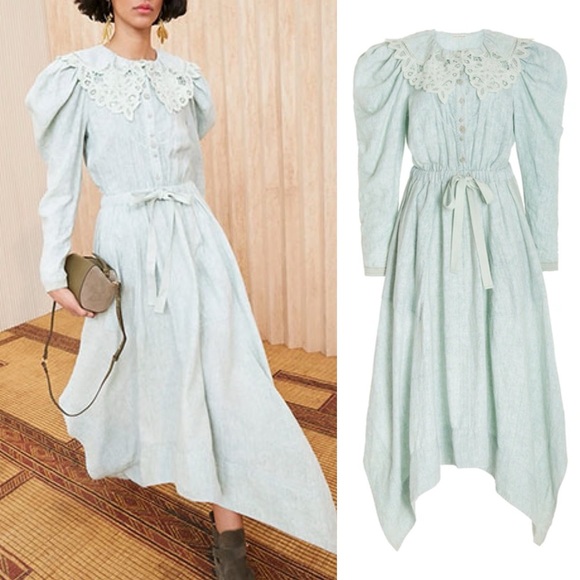 Ulla Johnson Dresses & Skirts - Ulla Johnson 2022 Fiona Linen Collar Cottage Handkerchief Dress